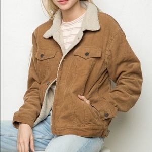 Brandy Melville Brown Corduroy Sherpa Jacket